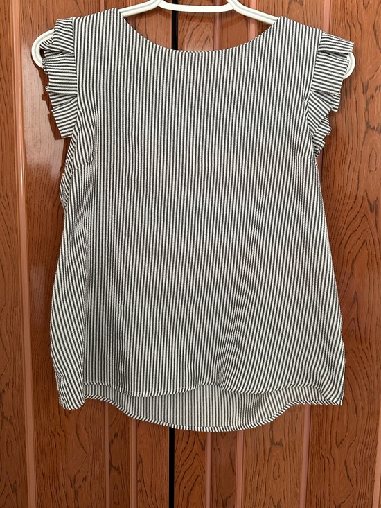 Monteau Tops - Monteau Los Angeles Striped Ruffle Sleeve Blouse Small Work Top